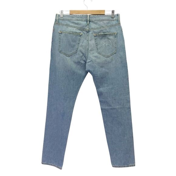 Sandrine Rose Embroidered Boyfriend Jeans Size 28 | 6 Handmade in LA Boho Chic - Picture 3 of 14